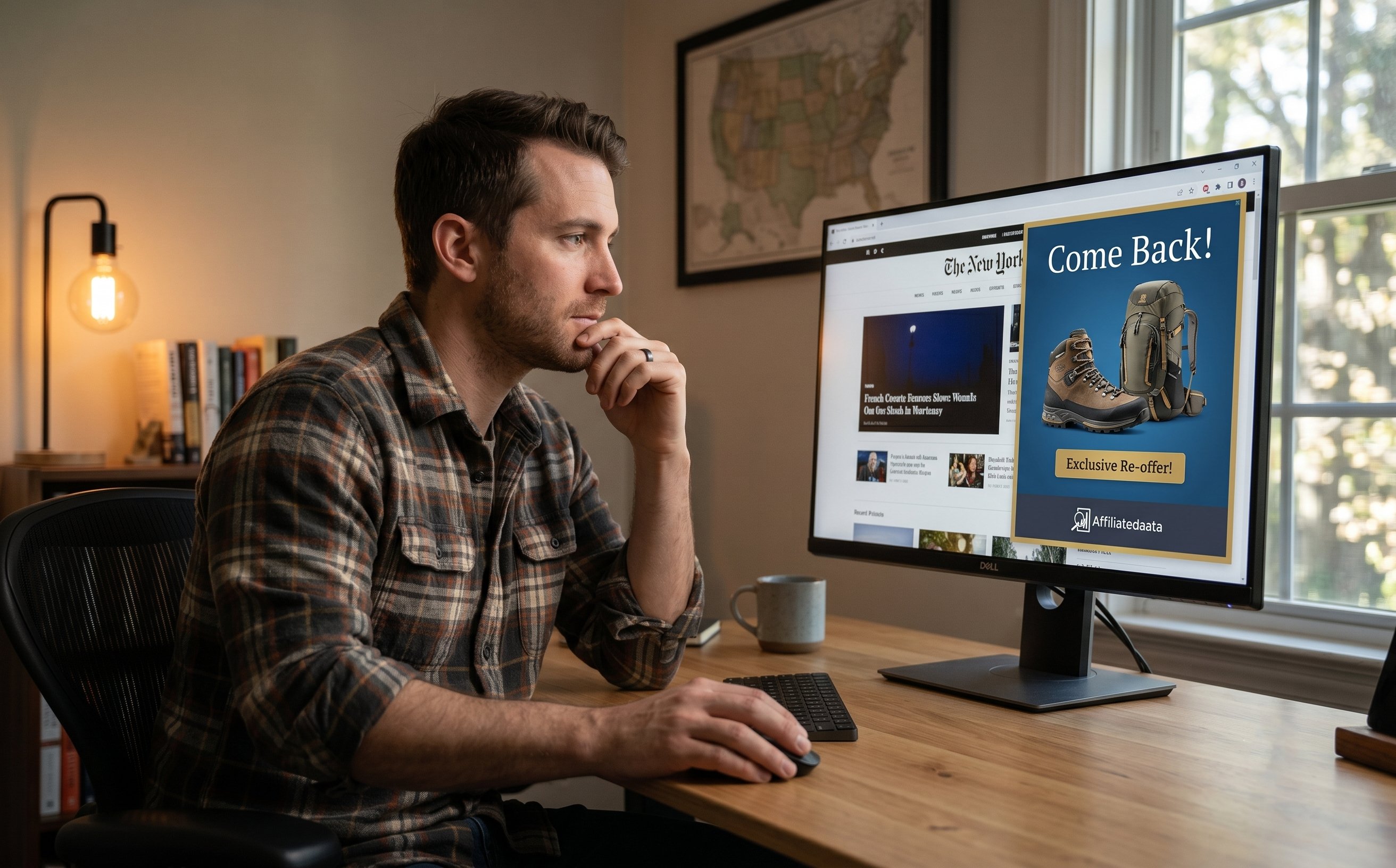 Display retargeting ad campaign shown on digital screen